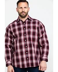 Tuf Cooper Men's Stretch Ombre Plaid Long Sleeve Western Shirt