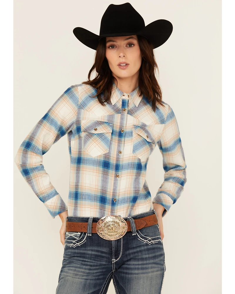 Shyanne Women's Plaid Print Long Sleeve Button-Down Western Shirt