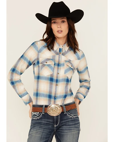 Shyanne Women's Plaid Print Long Sleeve Button-Down Western Shirt