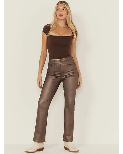 Daze Women's Sundaze High Rise Cropped Coated Stretch Pants
