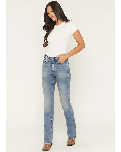 Wrangler Women's Dark Wash Mid Rise Bootcut Stretch Denim Jeans
