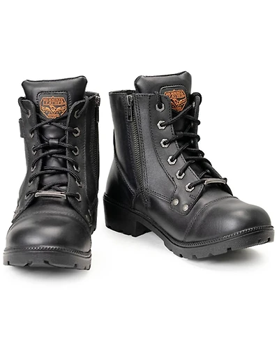 Milwaukee Leather Women's Front Lace Motorcycle Boots - Round Toe