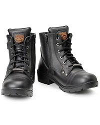 Milwaukee Leather Women's Front Lace Motorcycle Boots - Round Toe