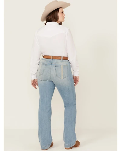 Ariat Women's Nia Light Wash Perfect Rise Slim Trouser Stretch Denim Jeans - Plus