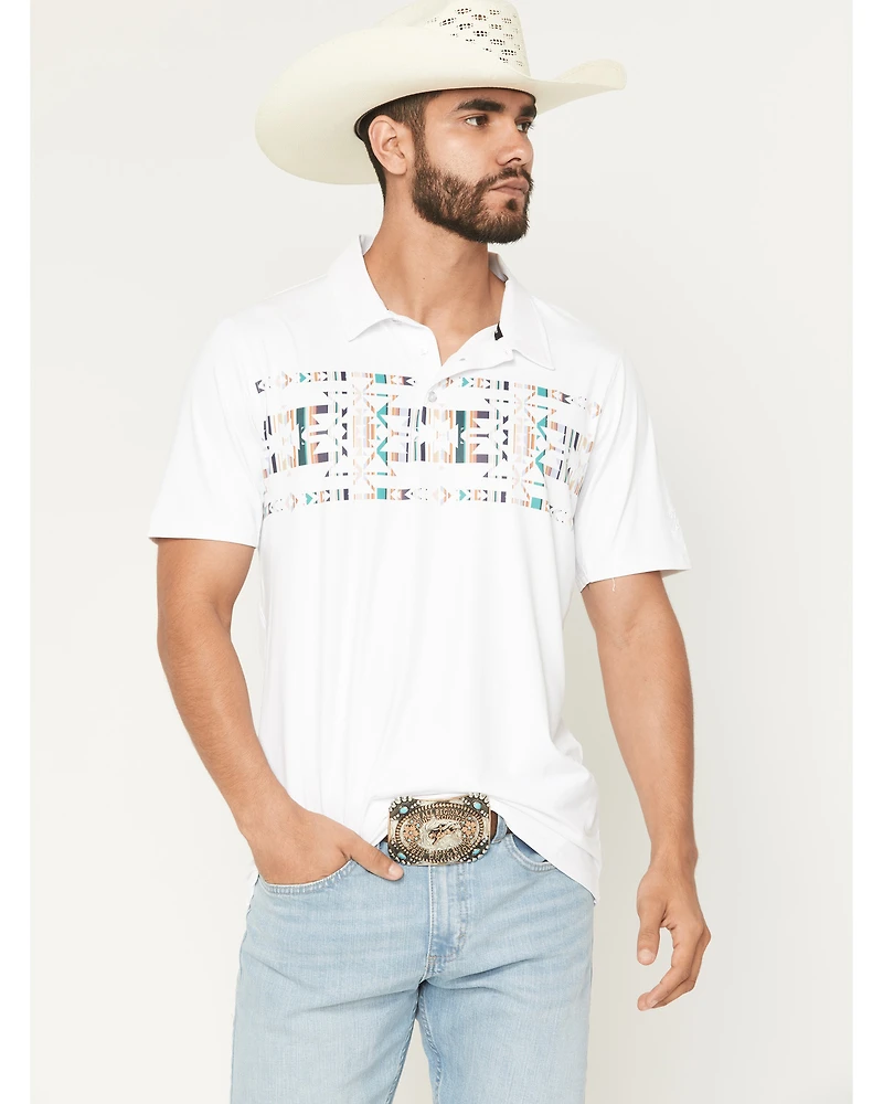 Hooey Men's The Weekender Southwestern Border Print Short Sleeve Polo Shirt