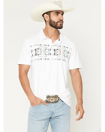 Hooey Men's The Weekender Southwestern Border Print Short Sleeve Polo Shirt
