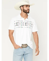 Hooey Men's The Weekender Southwestern Border Print Short Sleeve Polo Shirt