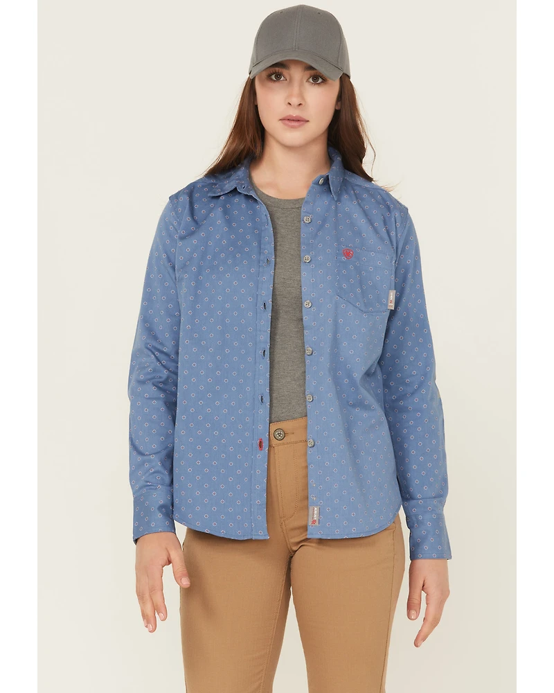Ariat Women's FR Brooke Geo Print Long Sleeve Button-Down Work Shirt
