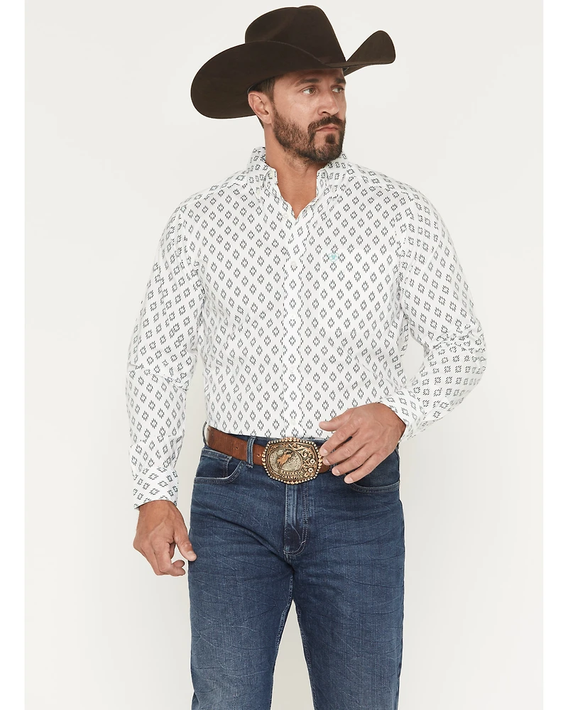 Ariat Men's Bass Geo Print Long Sleeve Button-Down Western Shirt