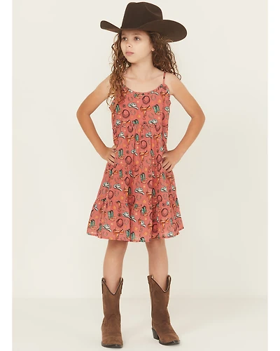 Rock & Roll Denim Girls' Conversational Print Sleeveless Dress