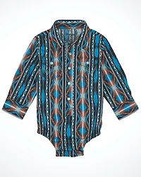 Wrangler Infant Boys' Checotah Southwestern Print Long Sleeve Snap Western Onesie