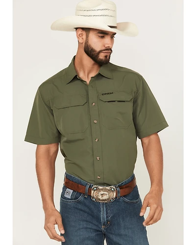 Cinch Men's Solid Short Sleeve Button-Down Performance Stretch Western Shirt