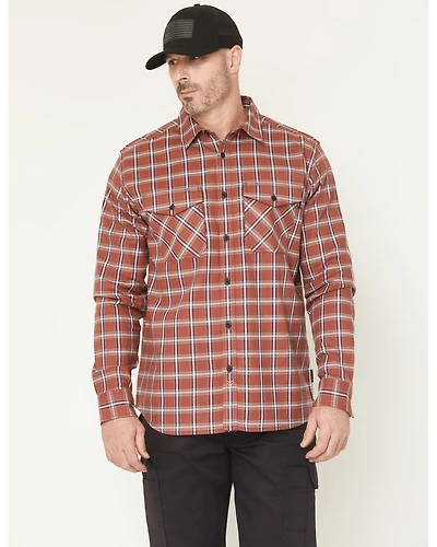 Hawx Men's FR Ponderosa Plaid Print Long Sleeve Button-Down Work Shirt
