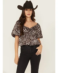 Originality Women's Leopard Print Short Sleeve Top