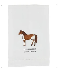 Mud Pie Life Horse Embroidered Hand Towel