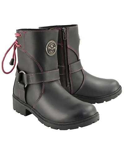 Milwaukee Leather Women's Lace-Up Motorcycle Boots - Round Toe