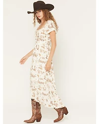 Shyanne Women's Western Print Flutter Sleeve High-Low Midi Dress