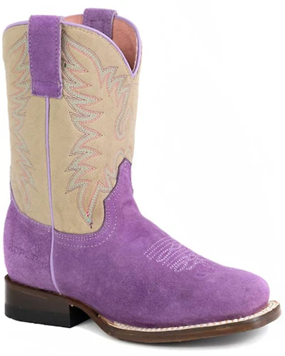 Roper Little Girls' Willa Suede Western Boots - Broad Square Toe