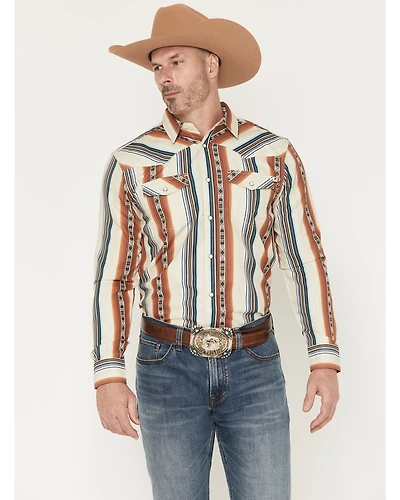 RANK 45® Men's Range Rider Striped Long Sleeve Snap Performance Western Shirt