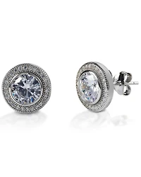 Kelly Herd Women's Round Bezel Set Pave Earrings