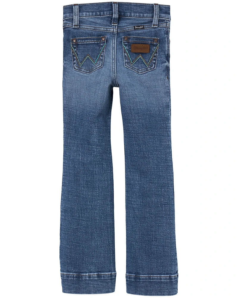 Wrangler Girls' Embroidered Trouser Stretch Denim Jeans