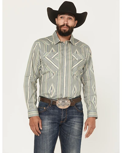 Panhandle Slim Men's Southwestern Striped Print Long Sleeve Snap Western Shirt