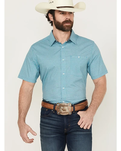 RANK 45® Men's Wild West Geo Print Short Sleeve Button-Down Stretch Western Shirt
