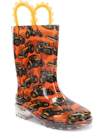 Western Chief Boys' Tractors Lighted Rain Boots - Round Toe