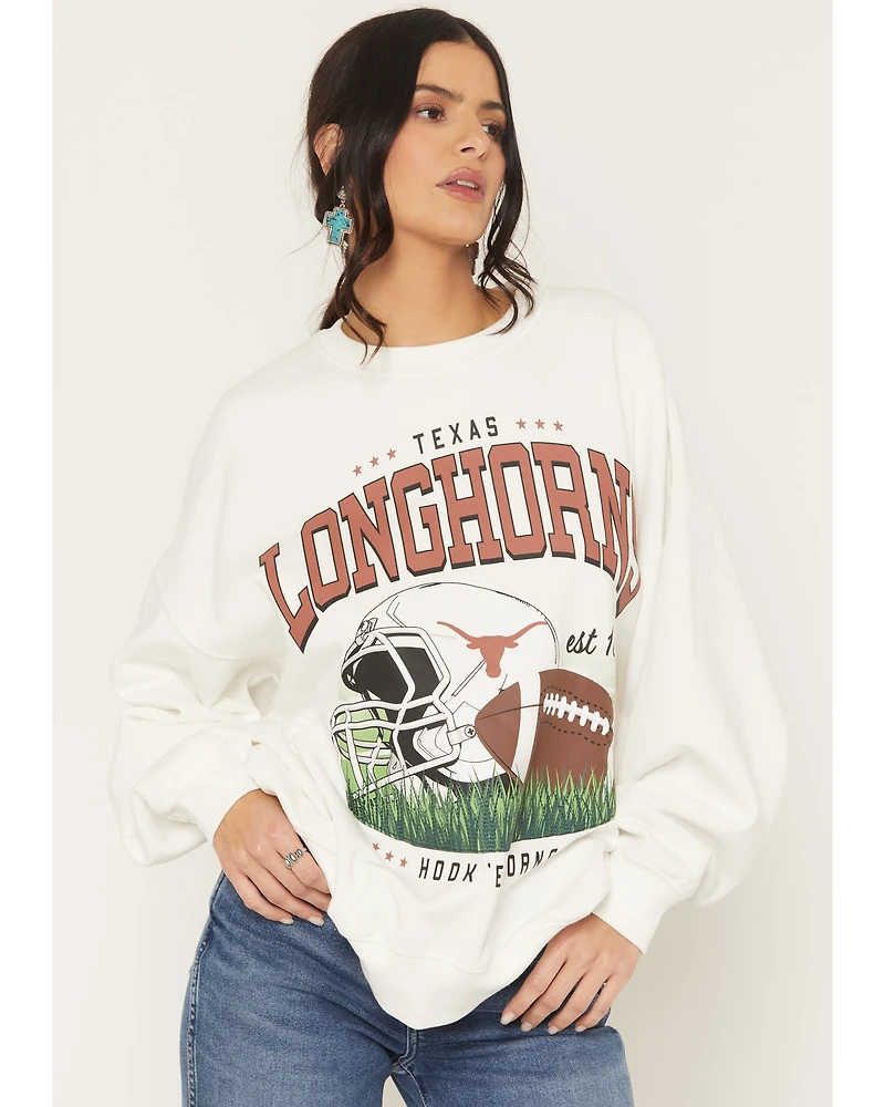 Gameday Women's Texas Longhorns Helmet Embroidered Graphic Crewneck