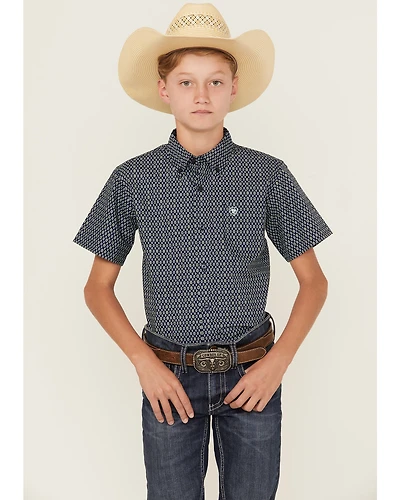 Ariat Boys' Geo Print Short Sleeve Button-Down Western Shirt