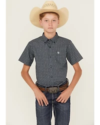 Ariat Boys' Geo Print Short Sleeve Button-Down Western Shirt