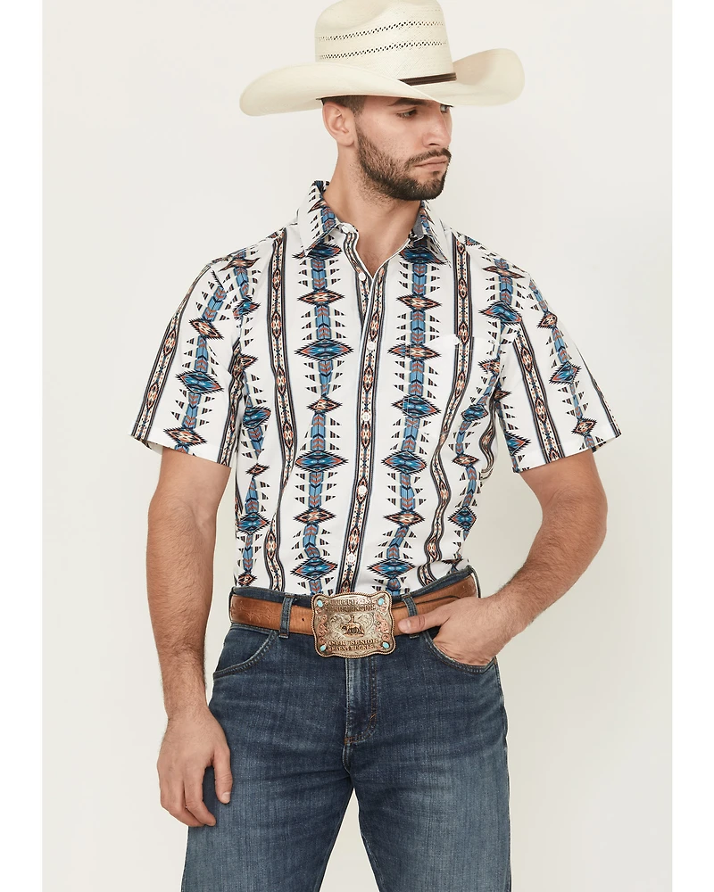 RANK 45® Men's Brody Southwestern Striped Short Sleeve Button-Down Stretch Western Shirt