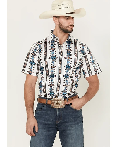 RANK 45® Men's Brody Southwestern Striped Short Sleeve Button-Down Stretch Western Shirt