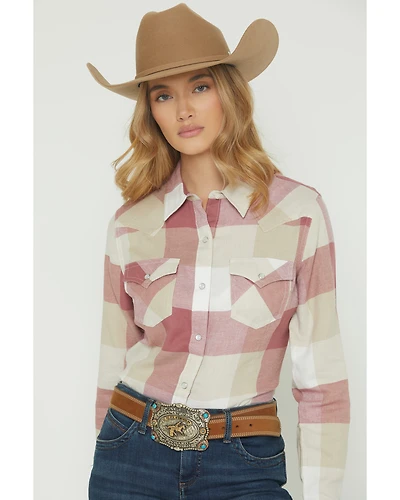 Wrangler Retro Women's Boot Barn Exclusive Plaid Print Long Sleeve Snap Flannel Shirt