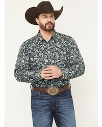 Gibson Trading Co Men's Hubert Floral Print Long Sleeve Snap Stretch Western Shirt