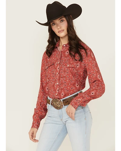 Panhandle Women's Paisley Print Long Sleeve Snap Western Shirt