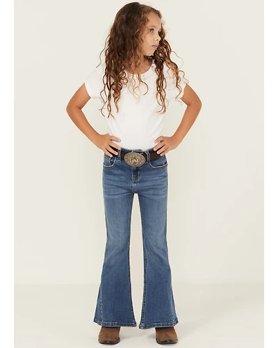 Shyanne Little Girls' Cimarron Twisted Side Seam Flare Stretch Denim Jeans