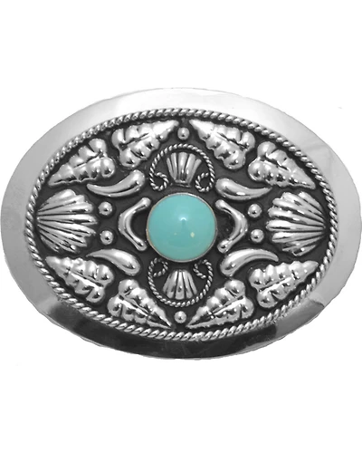 Western Express Women's Silver Turquoise Stone Belt Buckle