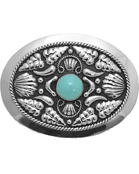 Western Express Women's Silver Turquoise Stone Belt Buckle