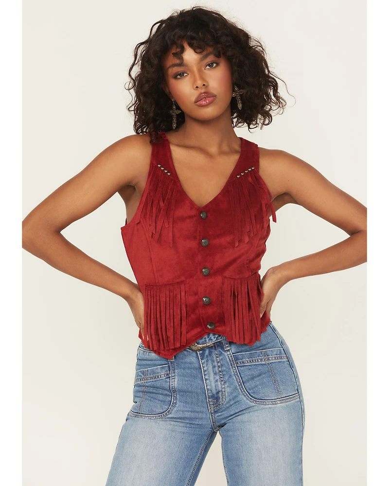 Rock & Roll Denim Women's Fringe Faux Suede Vest