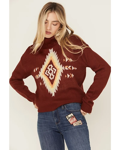 Rock & Roll Denim Women's Southwestern Print Turtleneck Sweater