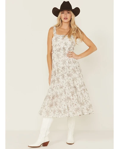 Yura Women's Floral Print Sleeveless Midi Dress
