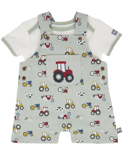 Rugged Bear Infant Boys' Farm Print Shortall Onesie