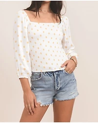 Others Follow Women's Polka Dot Smocked Alpha Peasant Top