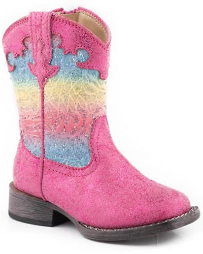Roper Toddler Girls' Glitter Lace Western Boots - Broad Square Toe