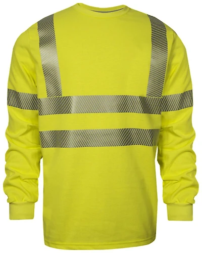 National Safety Apparel Men's 2X-3X FR Vizable Hi-Vis Long Sleeve Work T-Shirt - Tall