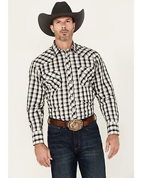 Roper Men's Plaid Print Long Sleeve Snap Stretch Western Shirt