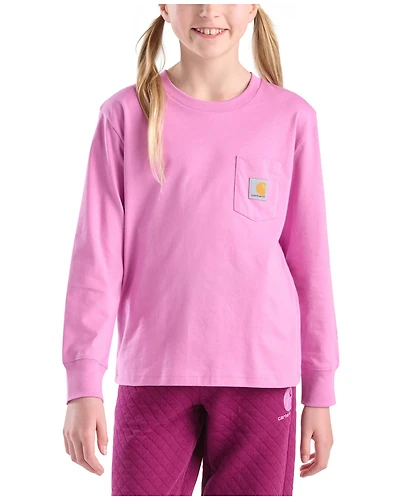 Carhartt Girls' Logo Long Sleeve Graphic Pocket Tee