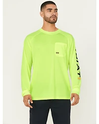 Ariat Men's Lime Rebar Heat Fighter Long Sleeve Work Pocket T-Shirt