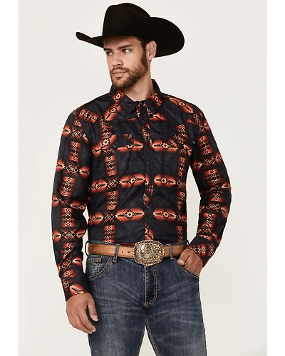 Rock & Roll Denim Men's Tek Southwestern Print Long Sleeve Snap Western Shirt